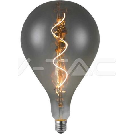 Bombilla LED V-TAC E27 4W B160S Filamento en espiral Vidrio ahumado Blanco cálido (1/4)