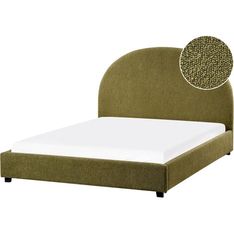 Letto matrimoniale minimalista in bouclé 140 x 200 cm verde oliva Vaucluse
