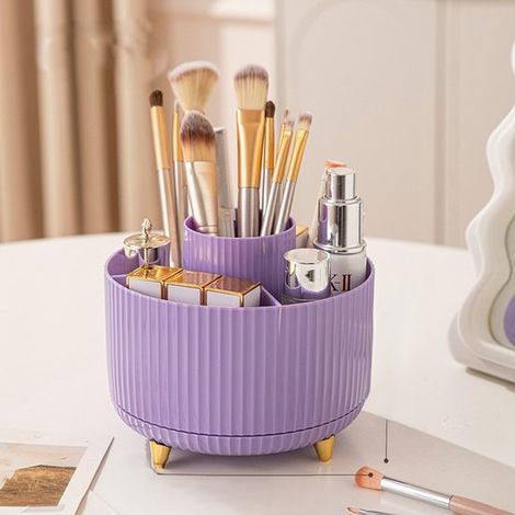 Tubo organizador giratorio para brochas de maquillaje para escritorio, caja para el cuidado de la piel, giratorio, 15  15  12,5 cm (1/5)