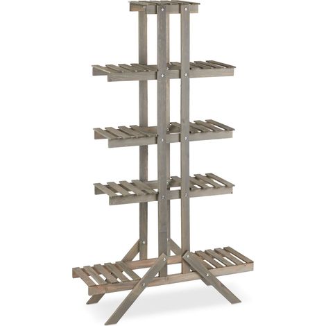 Scaffale portafiori a scala 5 livelli 142 x 83 x 25 cm per piante decorative stile rustico in legno naturale 130005568