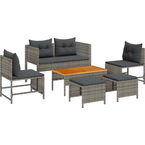 Maison Exclusive - Gartensofa-set mit Kissen 6 pcs Grau und Dunke