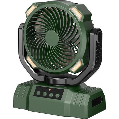Ventilateur Camping, Ventilateur Portable Rechargeable 10000mAh, Ventilateur Puissant avec Lumière LED ,3 Vitesse Ventilateur de Bureau pour Exterieur (1/5)
