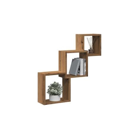 Étagères murales forme de cube chêne artisanal bois ingénierie (1/5)