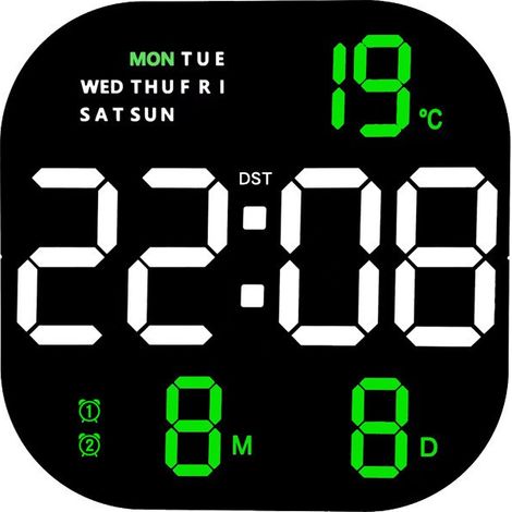 Horloge murale LED avec compte à rebours, grande horloge électronique décorative en acrylique pour salon, salle de sport, 6633, lumière verte bicolore (1/5)