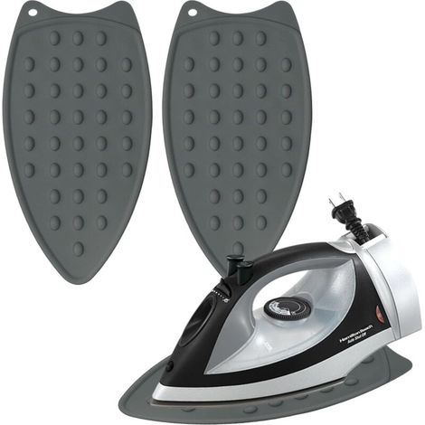 Iron Rest, Silicone Iron Pad, Ironing Rest Mat with Hanging Hole, for Burn Protection (Grey) (1/5)