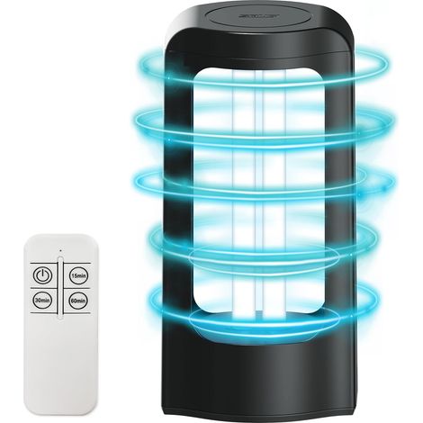 Lampe de Désinfection UV 27 W, lampe de stérilisation UVC avec télécommande (longueur d'onde 254 nm), stérilisateur UV portable pour chambre à coucher, hôtel, cuisine, salle de bain - sans ozone (1/5)