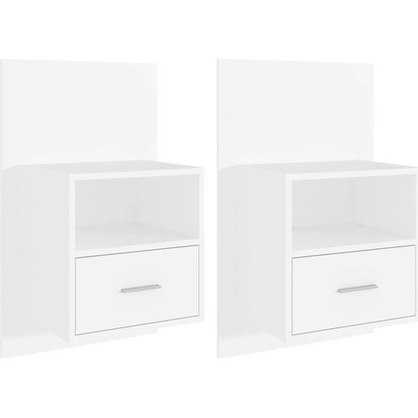 Maison Exclusive - Mesitas de noche de pared 2 unidades blancas (1/5)