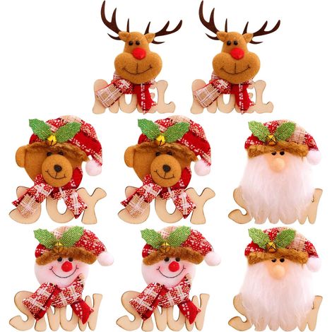 Poupée lettre en bois de Noël, petit pendentif, cadeau de Noël (1/4)