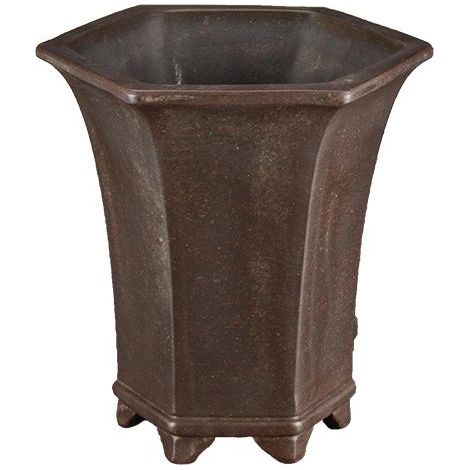Vaso per bonsai esagonale (stile a cascata) in gres 13,5x13,5x16 cm - B129