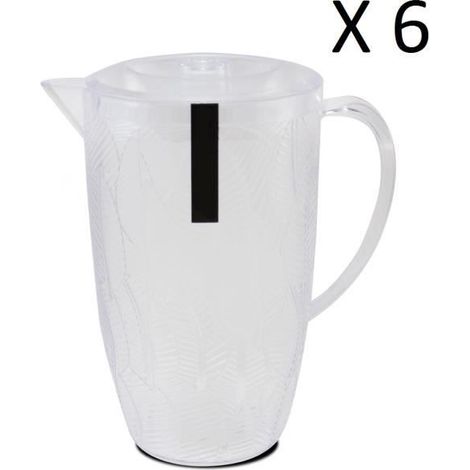 Lot de 6 pichet à anse,broc, carafe avec couvercle et bec, capacité 2.5 L- Diamètre 20-14 x Hauteur 24.4 cm -JUANIO (1/3)