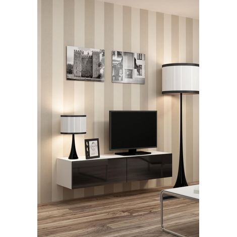 Cama FURNITURE VIGO TV-Schrank 140 cm - Weiß/Schwarz Hochglanz (1/5)