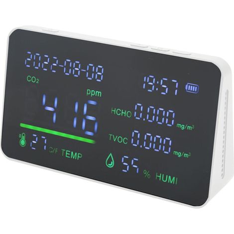 Détecteur de CO2, composants de capteur TVOC ABS et électroniques, testeur de température et d'humidité numérique, moniteur de qualité de l'air pour centre commercial, blanc,DUBUNS (1/4)