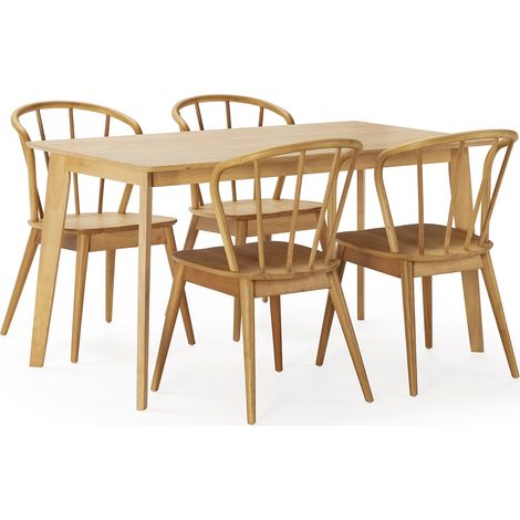 Juego de mesa 140x80 cm y 4 sillas de comedor Brisa color Roble (1/5)