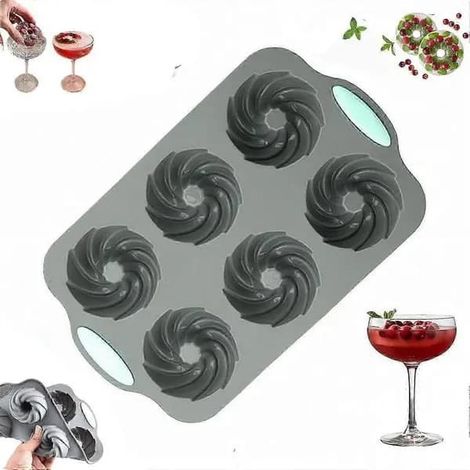 Moule en silicone bombé, 6 trous, flexible, antiadhésif, 20 x 20 cm (1/5)