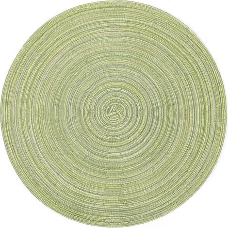 Ensemble de 6 sets de table ronds, tissés à la main, lavables, résistants à la chaleur, antidérapants, adaptés à diverses occasions festives, 38 cm, verts. (1/4)