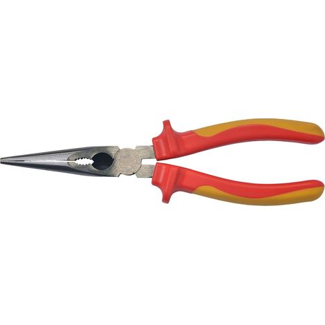 SW-Stahl 41909L Pince à bec effilé VDE droite 200 mm I Pince à bec effilé 1000 V Mécanique de précision I selon DIN EN/IEC 60900 Pince à bec effilé pour électricien I Pince téléphonique à pointe avec 