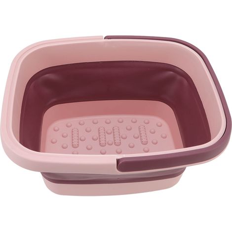 Bassin de Spa pour Pieds Portable en Silicone Pliable, Baignoire de Massage pour Soins à Domicile Rose