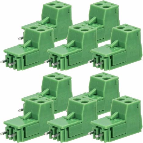 Lot de 10 ensembles de bornes à vis à 2 broches 5,08 mm pour circuit imprimé - Connecteur droit à 2 broches (2 pôles) - Connecteur mâle et femelle de type (1/5)