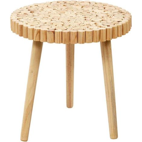 Table Basse en Bois "Rondin" 60cm Naturel (1/3)