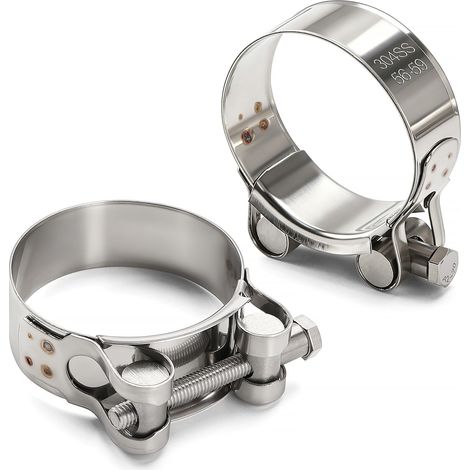 2 Pièces 56-59 mm Colliers de Serrage à Boulon en T en Acier Inoxydable 304, Collier de Serrage à Boulon Articulé, pour Tuyau D'eau (1/5)