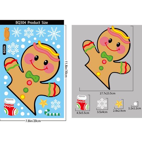 Autocollants statiques Père Noël, autocollants de Noël, autocollants pour vitrines, décorations de Noël, stickers pour fenêtres