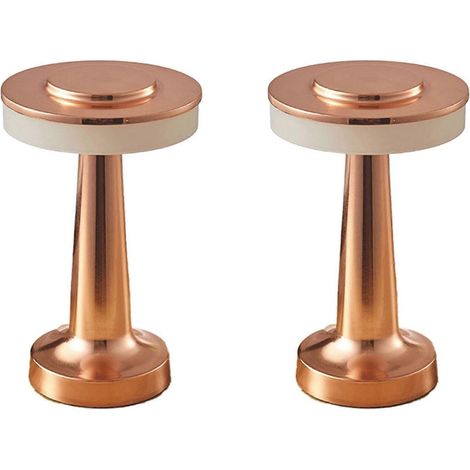Lot de 2 lampes de table LED tactiles rechargeables, lampe de table à manger, lampe de bar, petite lampe de nuit d'extérieur, lampe de table décorative, bronze (1/5)