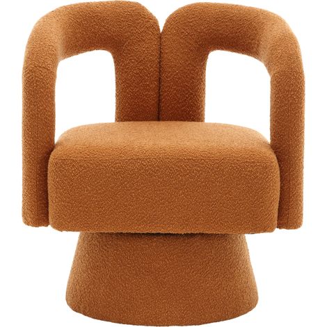 Fauteuil pivotant 360° en boucle avec structure métal et rembourrage épais, chaise d’appoint confortable pour salon, bureau et chambre (1/5)