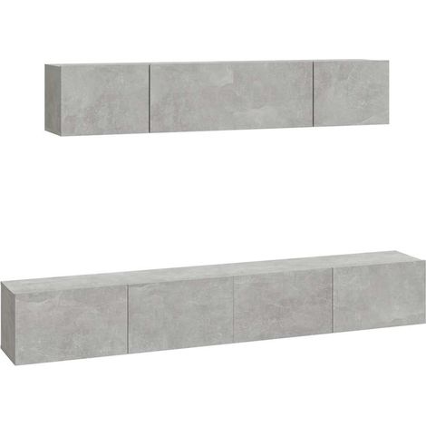 Maison Exclusive - 4-tlg. TV-Schrank-Set Betongrau Holzwerkstoff (1/5)