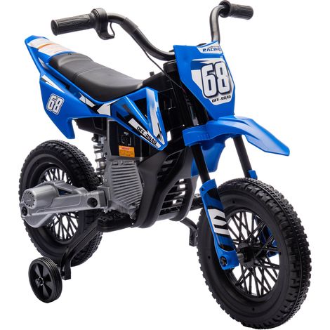 Moto elettrica per bambini cross 109,5 x 60 x 72,5 cm due motori e sospensione posteriore design moderno in PP blu 210000577