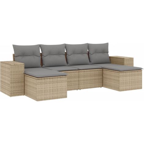 vidaXL Set Divano da Giardino 6 pz con Cuscini Beige in (1/5)