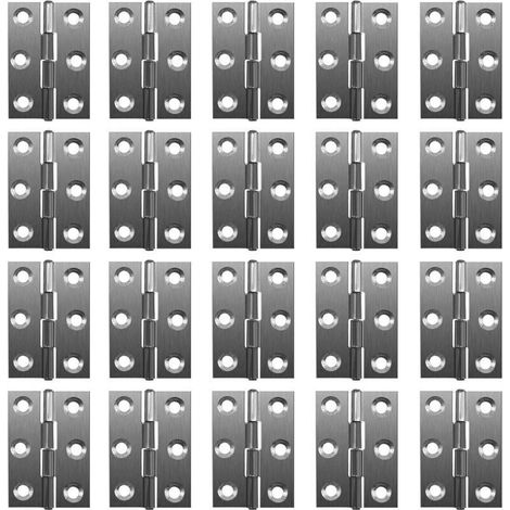 Lot de 20 charnières pliables à 180 degrés - En acier inoxydable - 20 mm - Avec 6 trous de montage - Charnières robustes