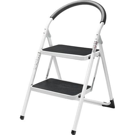 Escalera Haushalt BL-C102 de acero blanca de 2 peldaños