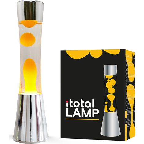 iTotal - Lava Lamp with Silver Base, See-through Liquid and Orange Wax - Orange - 40 cm