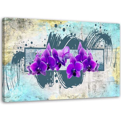 Tableau sur toile Fleur d'orchidée Lila 100x70 (1/5)