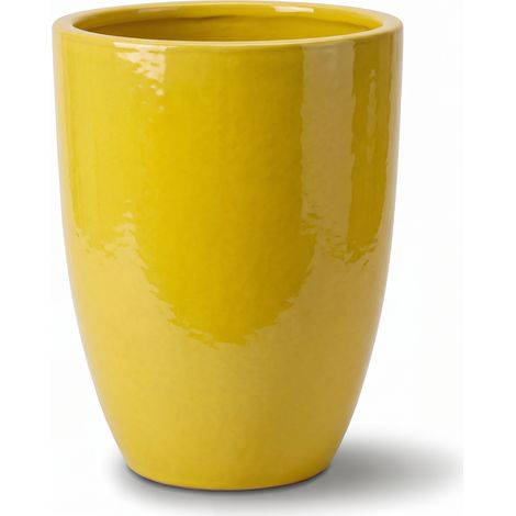 Pot grande taille d'extérieur MAZARIN 45x60cm citron acidulé, fait main en terre cuite émaillée, résistant au gel (1/2)