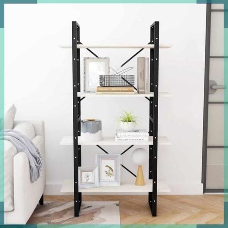 Bibliothèque - 806463 - 4 niveaux - Pin massif blanc - 80 x 30 x 140 cm (1/5)