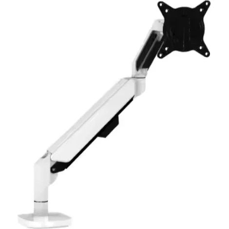 Schwarze und silberne Monitorhalterung für den Schreibtisch mit integrierter VESA-Gasfeder SolidHand-BG01BW (1/5)