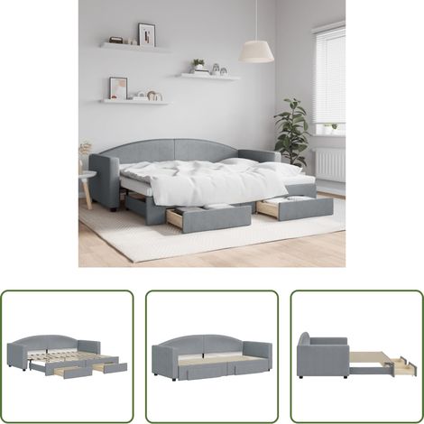 vidaXL Sofa mit Bettfunktion - Tagesbett Ausziehbar mit Schubladen Hellgrau 80x200 cm Stoff (1/5)