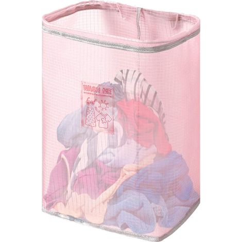 Bolsa de lavandería colgante de gran capacidad para ropa sucia o ropa para lavar (rosa) (1/5)