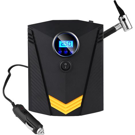 Gonfleur de pneus portable 12 V 120 W, compresseur d'air numérique avec 3 embouts pour voiture, ballon et bateau pneumatique (1/5)