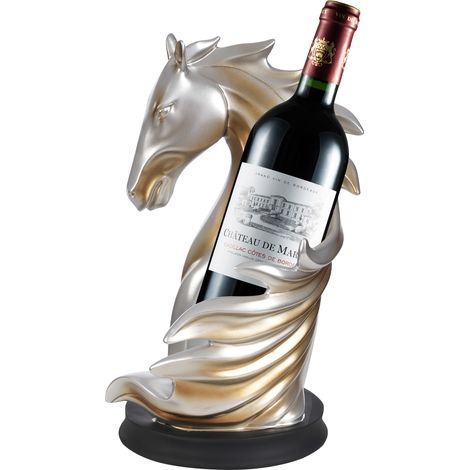 Supporteur de bouteille de vin, Tabletop Statue Cheval Vin Rack, Décoratif Vin Stockage Display Rack, Pour Cuisine & Cave (1/5)