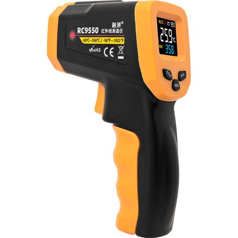 Externe Thermometerpistole - Digitale Lebensmittel- und Oberflächentemperaturpistole (-58F bis 1022F) für Pizzaöfen, Grills, Fleisch, HVAC, Motoren