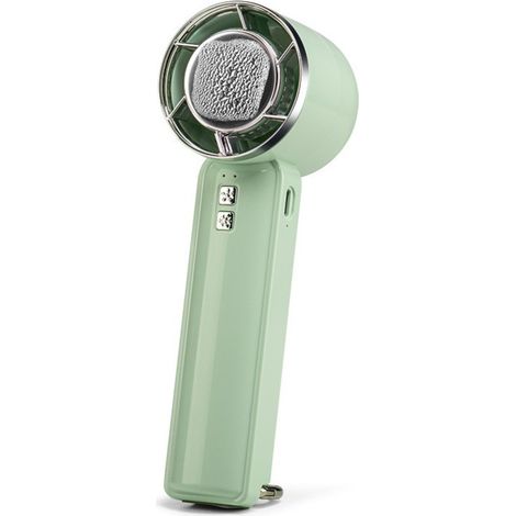 Mini ventilateur portable thermoélectrique 5 vitesses, haut débit d'air, charge USB et mousqueton à rappel automatique (1/4)