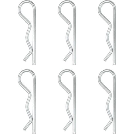 6 Pcs Goupille D'Attelage, 6mm x 120mm R Clips Acier Carbone Goupille De Retenue Épingles À Cheveux Kit D'Assortiment Tracteurs Tondeuses Camions Goupille D'Attelage, Argent (1/5)