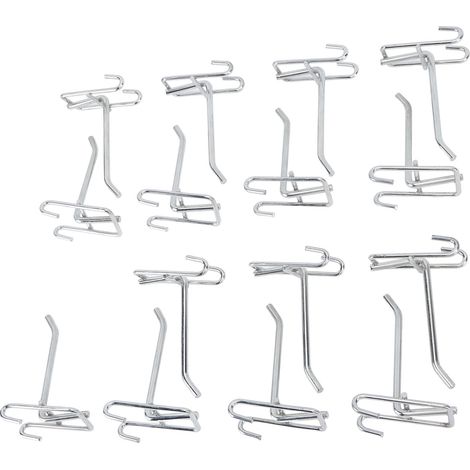 Packung mit 15 Haken für Drahtgitterwände, Präsentationshaken für Geschäfte, Garagen und Werkstätten (1/5)