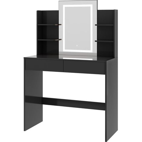 Dressing Table Adjustable LED Mirror Vanity Table Make up Desk Texas BLACK