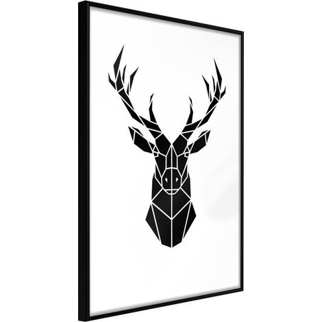 Affiche Murale Encadrée "Geometric Stag" 40 x 60 cm Noir