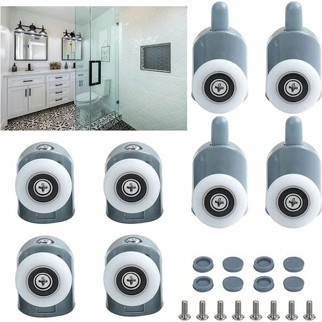 Set di 8 rotelle per porta scorrevole della doccia da 25 mm, supporto per rotelle per box doccia.