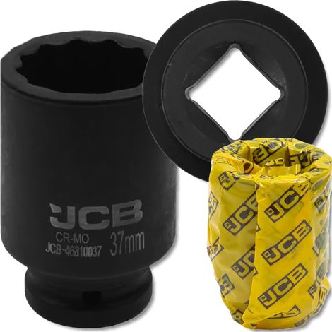 Chiave a bussola a impatto profonda JCB da 3/4" in acciaio Cr-Mo a 12 punte da 37 mm