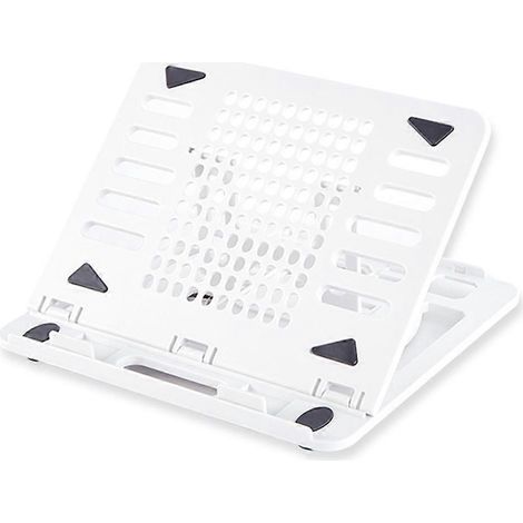 Höhenverstellbarer Laptopständer, ergonomischer Ständer für Notebook und Handy - weißes Modell ohne Drehfuß.